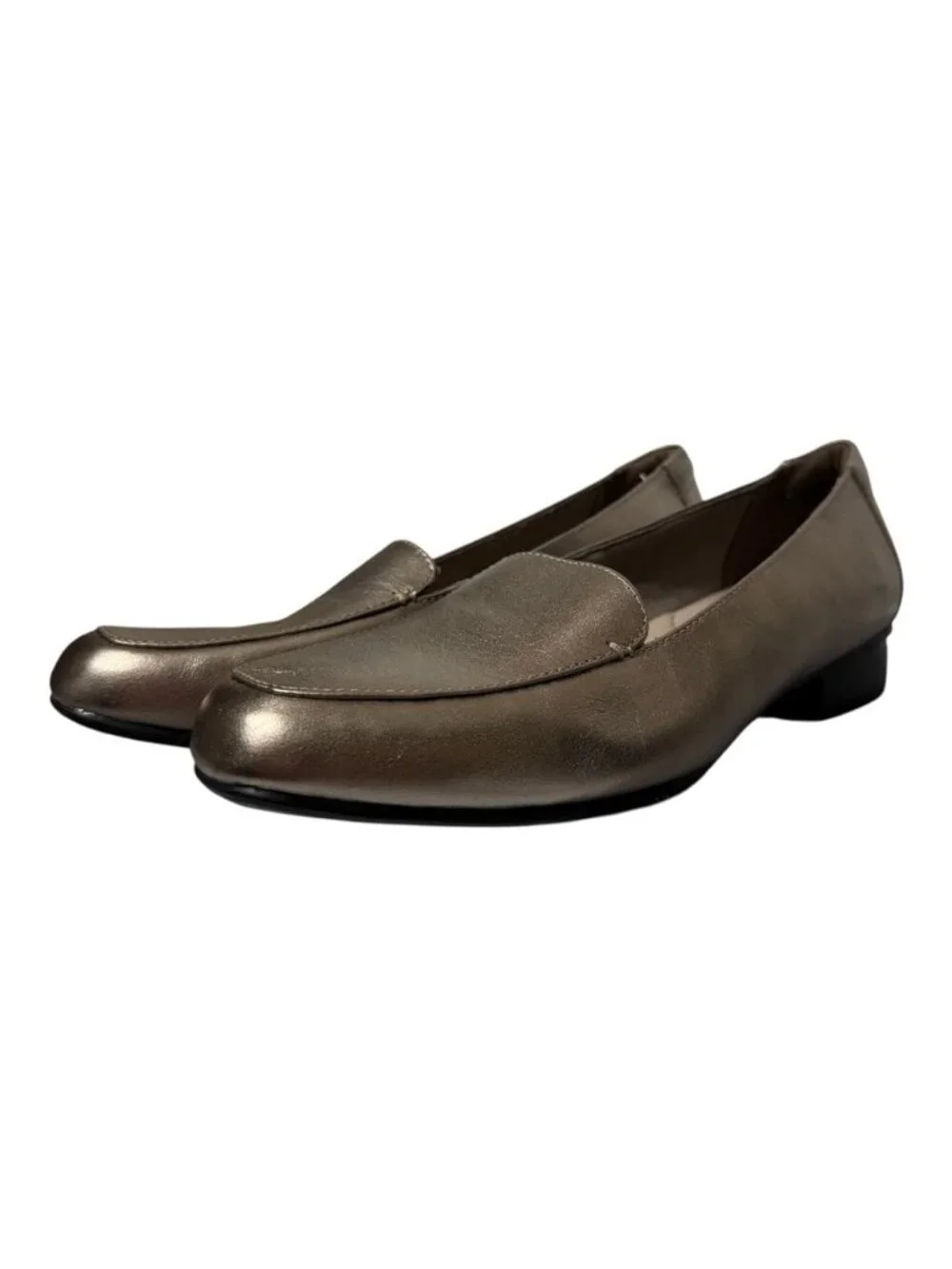 Clarks Juliet Lora Loafers Size 11 Metallic Pewter Leather Slip On